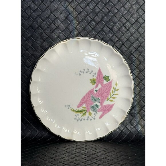 Vintage MCM WS George Bolero 7 Inch Bread Plate Pink Caladium Plant Set Of 4 - Picture 3 of 10